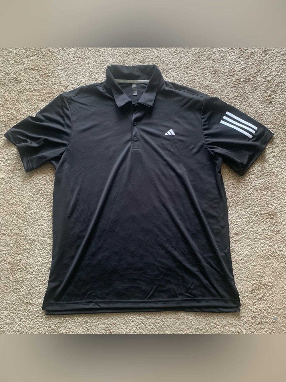 adidas Black Polo with White Three-Stripe Detail
